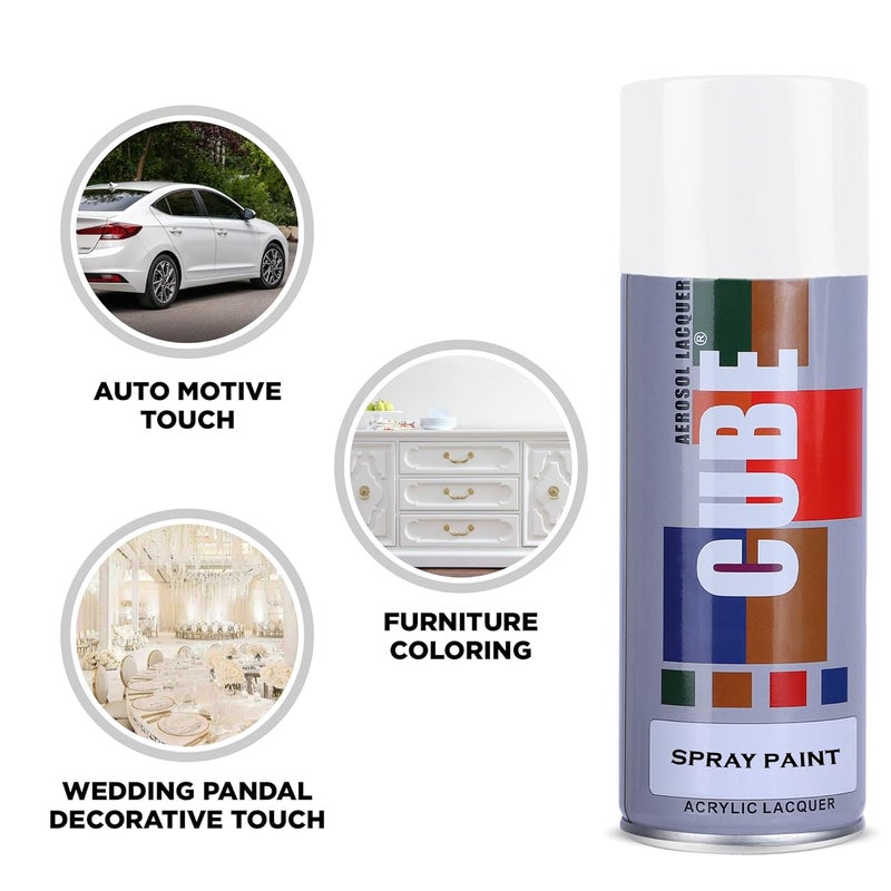 Cube White Spray Paint | 400 mL | for Metal, Plastic, Wood, Car & Bike | Fast Drying, Brilliant Finish, No CFCs, Interior & Exterior Use - Image 5