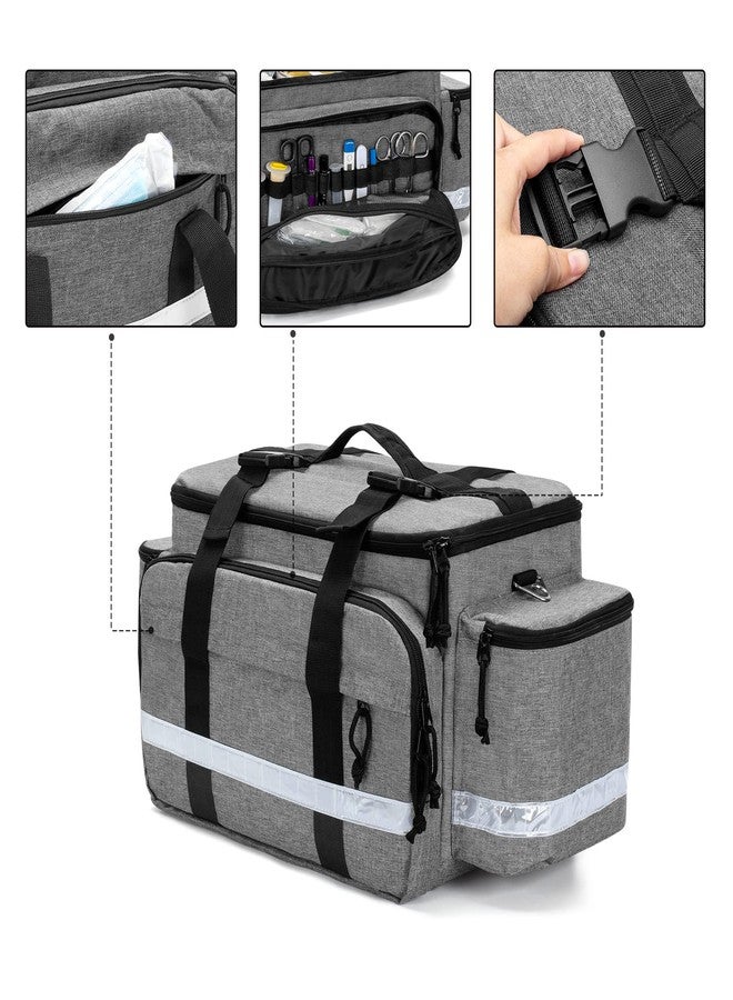 Damero حقيبة مستلزمات طبية داميرو، حقيبة طوارئ للاستجابة، حقيبة طبية مع فواصل قابلة للفصل وأحزمة علوية، مثالية لفرق الطوارئ، EMS، المسعفين، رمادي (حقيبة فقط) - Image 2