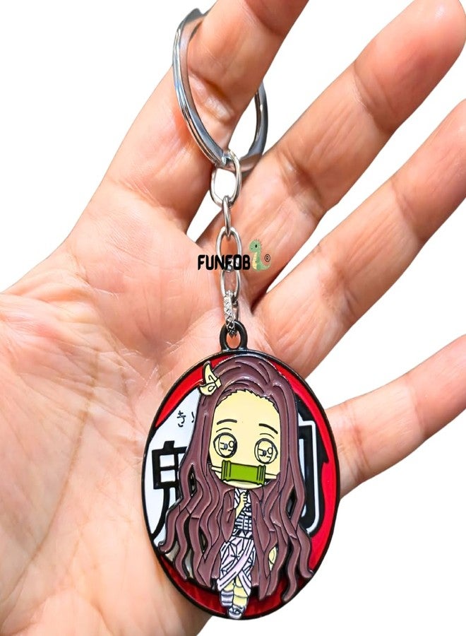 FUNFOB Anime Keychain Metal Spinner Key chain Collectible For Boys & Girls Gifting | Nezu-ko Spinner - Image 1