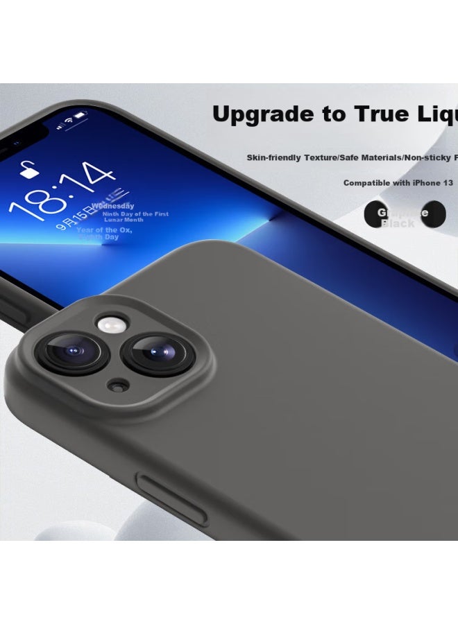 Shangsu Barbarian Era Apple 13 Phone Case Iphone 13 Protective Cover Premium Liquid Silicone Soft Shell Lens Full Cover Female Male Anti-fall Anti-fingerprint Solid Color Simple Shell Black - Image 1