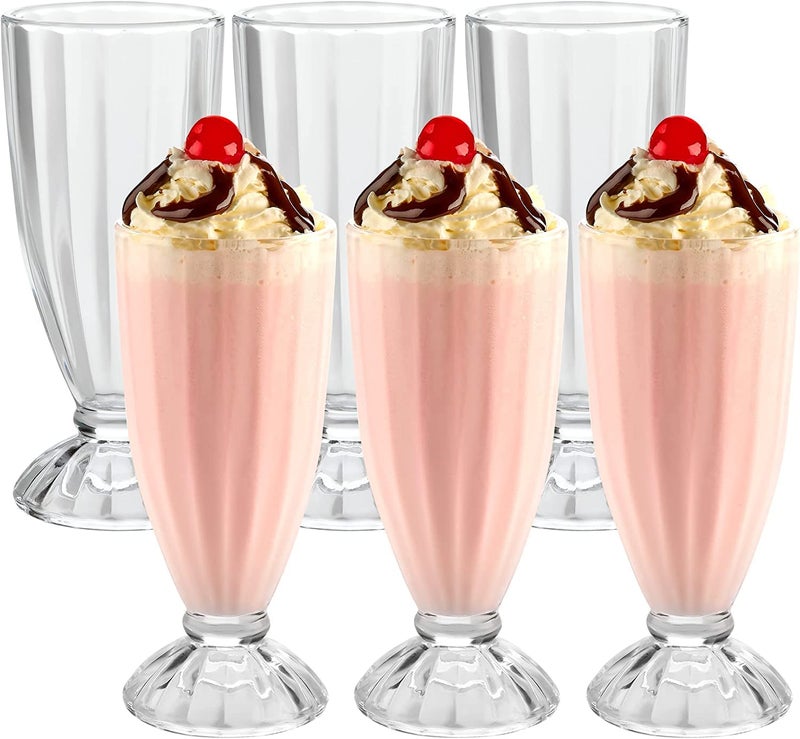 WQR Crystal Milk Shake, Juice, Ice Cream, Milkshake, Faluda, Smoothie and Cocktails Glass 360 ml Set (faluda Glass, 6) - Image 1