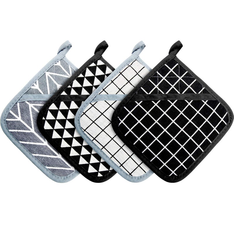 Patelai Large Pot Holders Oven Mitts Set Heat Resistant Pot Holders Square Pot Holder Hot Pads Trivet for Kitchen Cooking and Baking 4 Pieces 