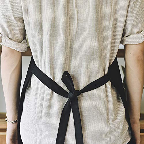 MORNITE Art Aprons for Mens Women, Painters Pottery Ceramic Smock Apron with Pocket for Cooking Chef Restaurant Gardening Black - Image 5