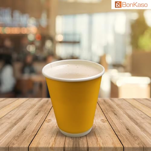 BonKaso 360ml Double Wall Disposable Cups | Beer-Style Ripple Glass for Hot & Cold Drinks | Insulated Leak-Resistant Beverage Glasses for Events & Cafes – Yellow – Pack of 25 - Image 5