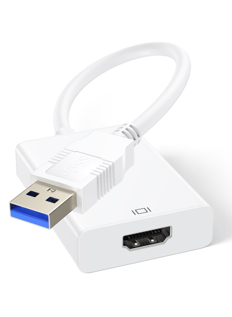 USB 3.0 to HDMI Adapter, HD 1080P Video Graphics Audio Multi-Screen USB 3.0/2.0 to HDMI Mirroring/Expansion Adapter Cable for PC/HDTV/Projector, Compatible with Windows XP/7/8/8.1/10/11/Android - Image 1