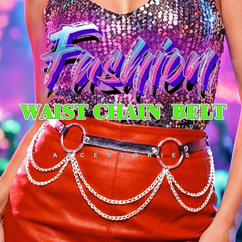 REETAN Rave Waist Chain Belt Punk Black Leather Body Accessories for Women - Image 5
