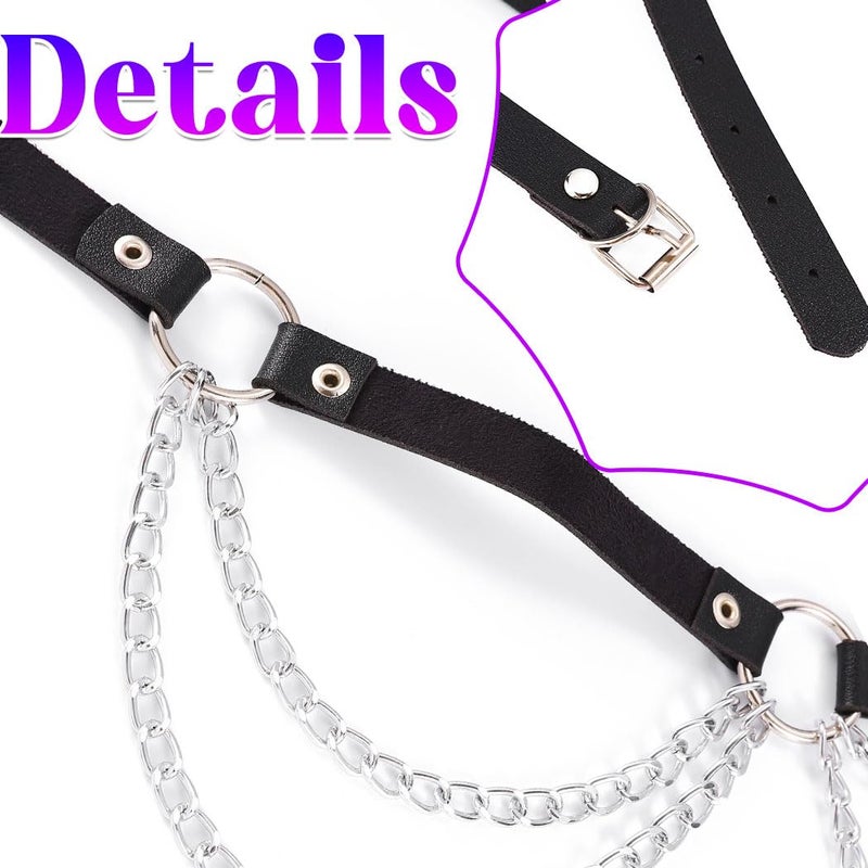 REETAN Rave Waist Chain Belt Punk Black Leather Body Accessories for Women - Image 4