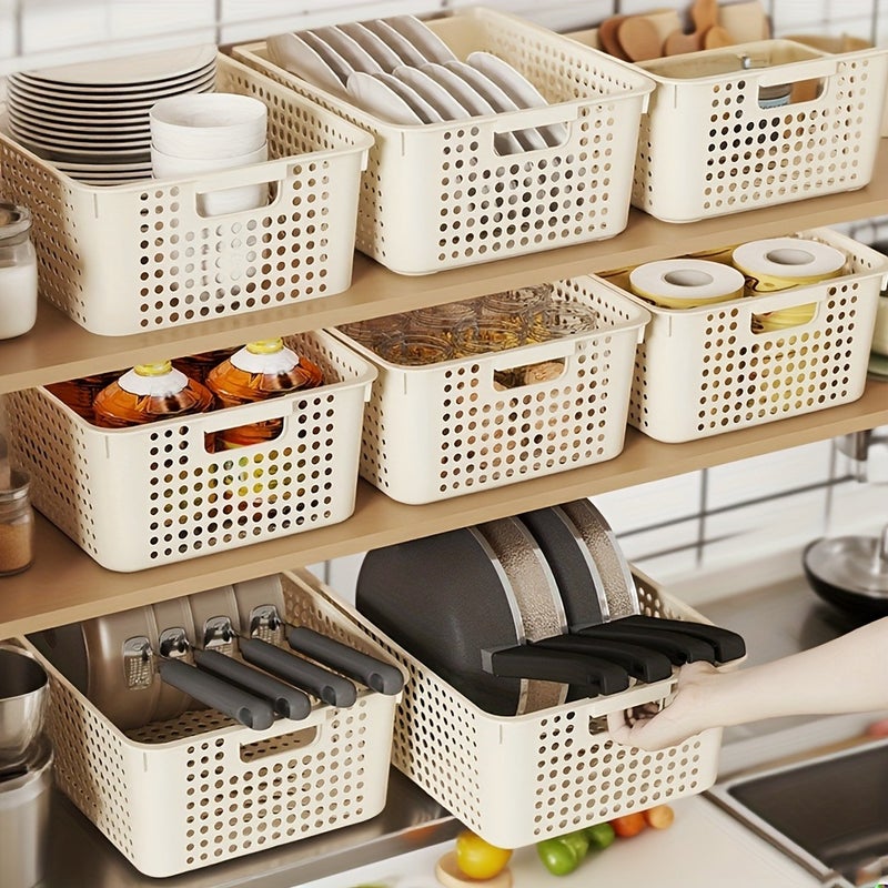 7pcs Storage Baskets, Plastic Storage Baskets, Home Storage And Organization Devices, Wardrobe Storage Baskets, Sink Cleaning Supplies Storage Baskets, Thickened Multi-Purpose Storage Baskets, Home Decoration, Shelf Baskets - Image 5