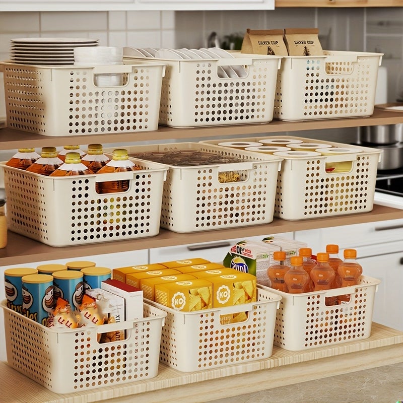 7pcs Storage Baskets, Plastic Storage Baskets, Home Storage And Organization Devices, Wardrobe Storage Baskets, Sink Cleaning Supplies Storage Baskets, Thickened Multi-Purpose Storage Baskets, Home Decoration, Shelf Baskets - Image 2