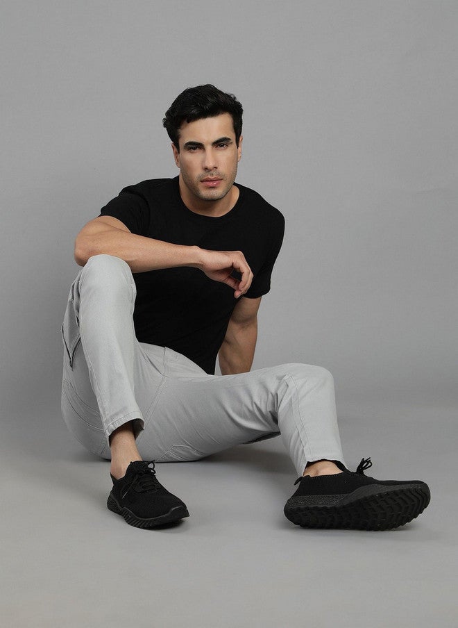 Hence Men's Relaxed Tapered Fit Grey Cargos Trousers with 6 Pockets - Image 4