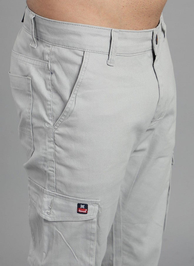 Hence Men's Relaxed Tapered Fit Grey Cargos Trousers with 6 Pockets - Image 5