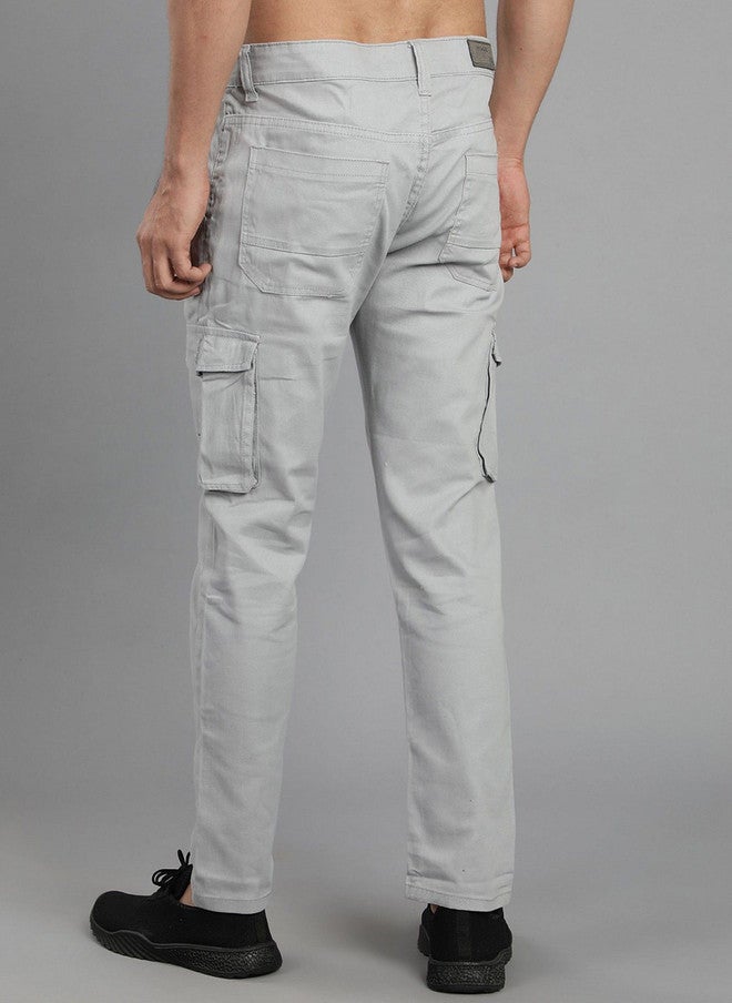 Hence Men's Relaxed Tapered Fit Grey Cargos Trousers with 6 Pockets - Image 3