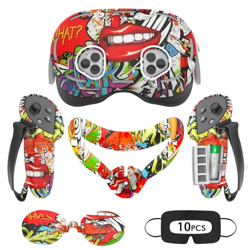 Rechale Silicone Set Compatible with Oculus/Meta Quest 3S - VR Accessories Protective Cover Includes Controller Grip, Face Cover, Shell (Street Graffiti) - Image 1