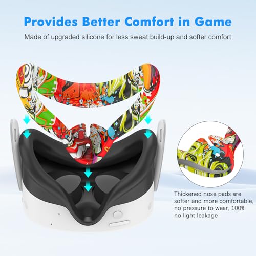 Rechale Silicone Set Compatible with Oculus/Meta Quest 3S - VR Accessories Protective Cover Includes Controller Grip, Face Cover, Shell (Street Graffiti) - Image 5