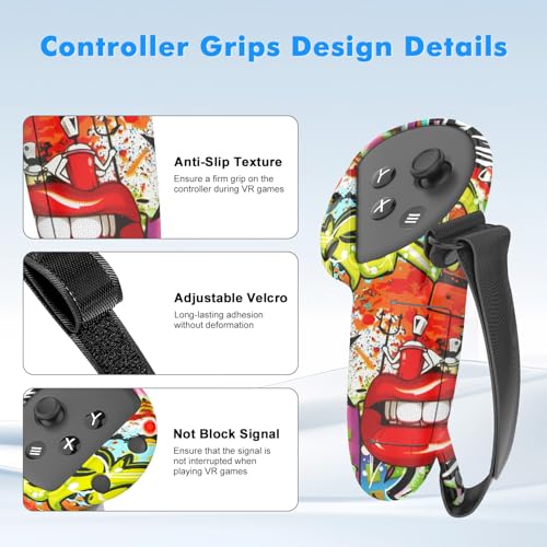 Rechale Silicone Set Compatible with Oculus/Meta Quest 3S - VR Accessories Protective Cover Includes Controller Grip, Face Cover, Shell (Street Graffiti) - Image 3
