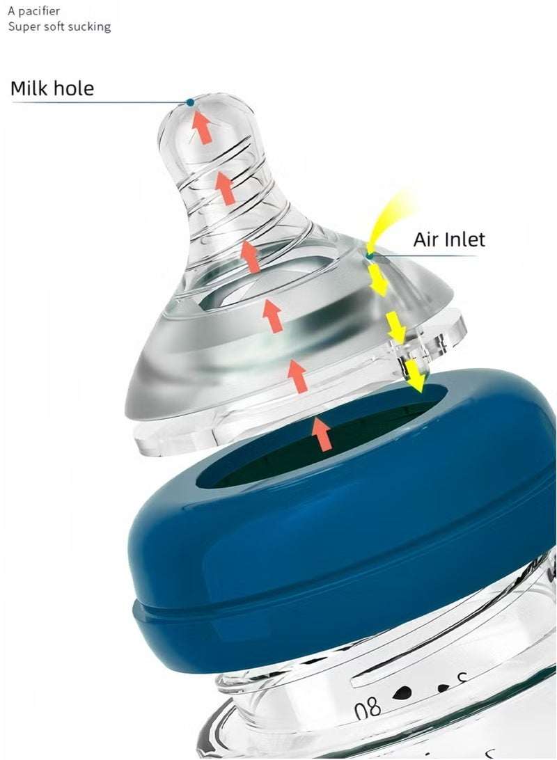 Minitutu Anti-Colic Baby Feeding Bottle with Ultra-Soft Nipple, Easy-to-Clean Wide-Neck Glass, 160ml - Image 4