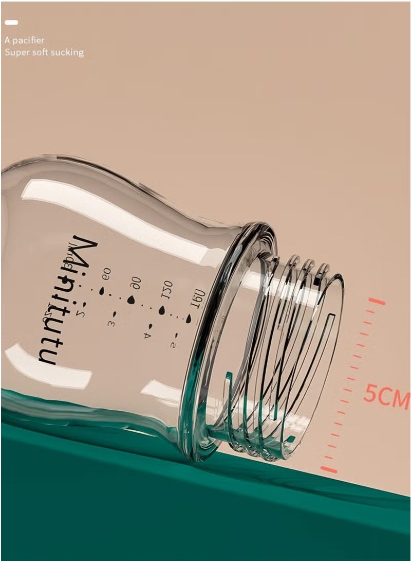 Minitutu Anti-Colic Baby Feeding Bottle with Ultra-Soft Nipple, Easy-to-Clean Wide-Neck Glass, 160ml - Image 5