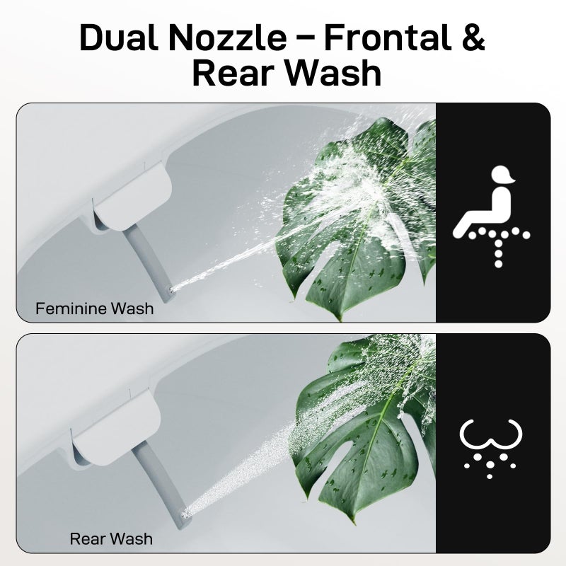 Clirass Bidet Toilet Seat â€“ Non-Electric, Self-Cleaning Dual Nozzles for Frontal & Rear Wash, Adjustable Water Pressure, Slow-Close Lid, Fits Elongated Toilets â€“ Hygienic & Eco-Friendly Upgrade (Contemporary) - Image 5
