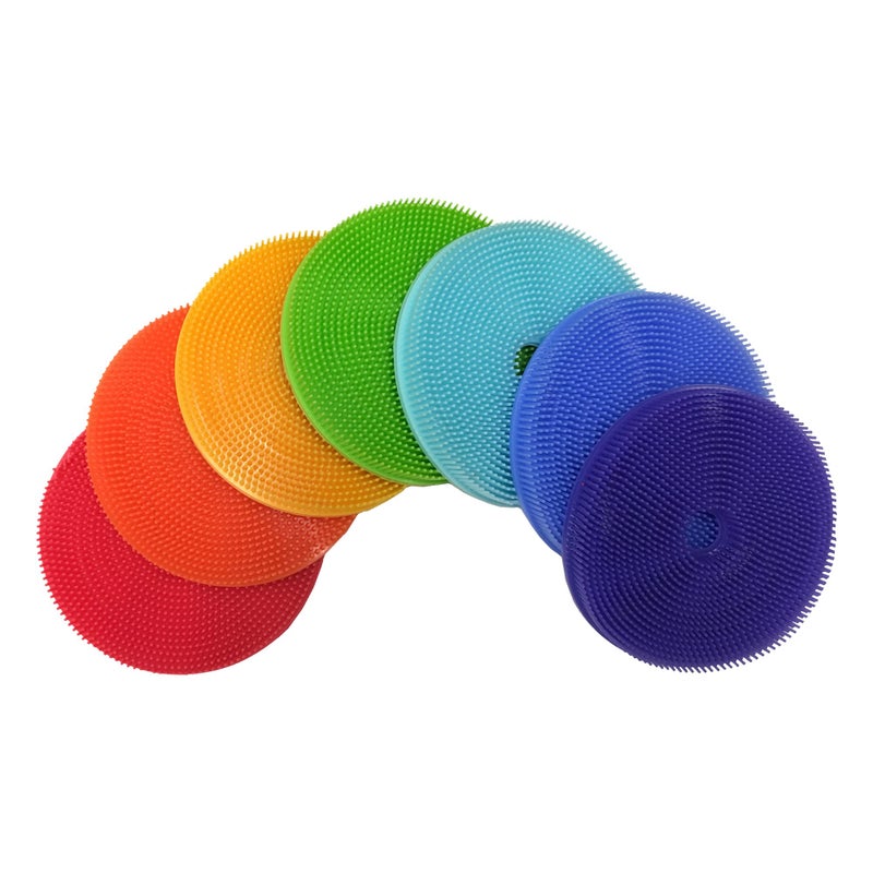 Innobaby Bathin Smart Rainbow Spots Silicone Bath Scrub for Kids and Toddlers 7Pack Value
