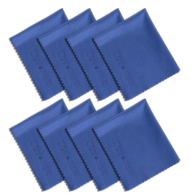 Wisdompro 8-Pack 6x7 Inches Microfiber Cleaning Cloth for Camera Lens, Glasses, Phone, iPhone, iPad, Tablet, Laptop, LCD TV, Computer Screen, Monitor and Other Electronics Device - Blue - Image 1