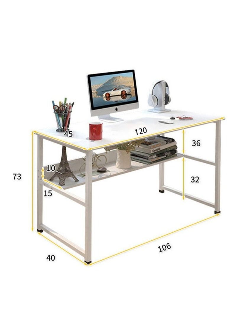 XiuWoo - Home office computer desk with bookshelf wood computer desk with storage shelves modern laptop table study table workstation for home office furniture easy assembly 120x45x72cm white MDF - Image 1