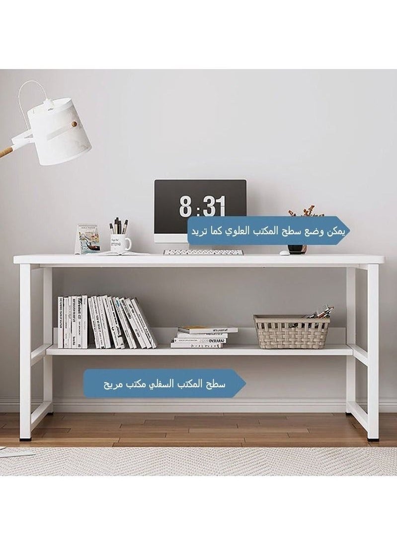 XiuWoo - Home office computer desk with bookshelf wood computer desk with storage shelves modern laptop table study table workstation for home office furniture easy assembly 120x45x72cm white MDF - Image 1