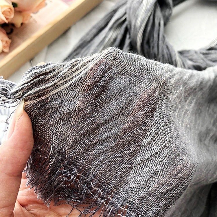 Solid Color Men'S Scarf Japanese And Korean Striped Decorative Scarves Cotton And Linen Scarf Tide - Image 5