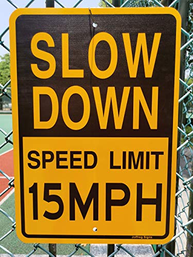 Joffreg Slow Down Speed Limit 15 MPH Sign,17 x12 Inches,Reflective Aluminum (2 Pack) - Image 3