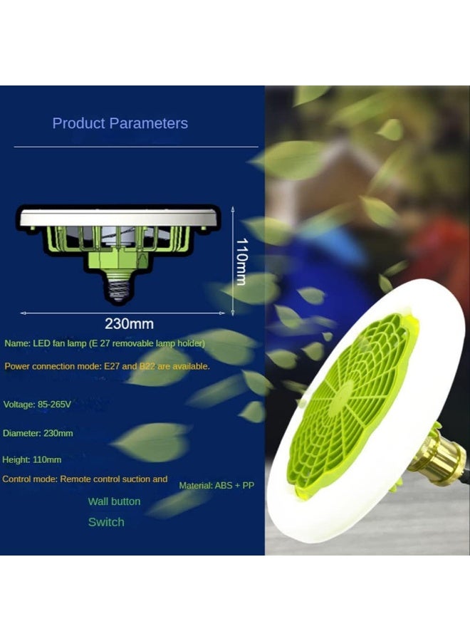 Smart Ceiling Fan Light 30W LED with Remote Control, Silent Operation, E27/B22 Compatible, 230mm Diameter, Multicolor - Image 3