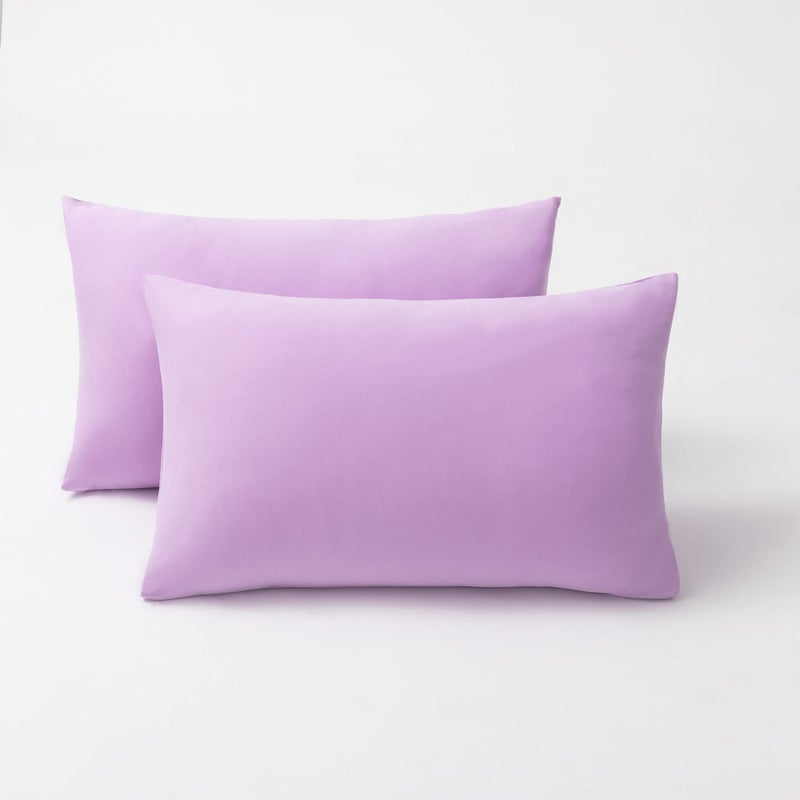 N&Y HOME 2-Pack Stretch Pillow Cases - Jersey Knit & Envelope Closure Pillowcases with Ultra Soft T-Shirt Like Polyester Blend - Suitable for Queen or Standard Size Set of 2  Pale Purple - Image 1
