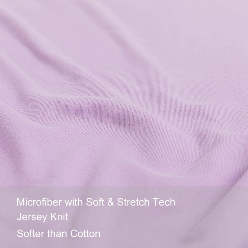 N&Y HOME 2-Pack Stretch Pillow Cases - Jersey Knit & Envelope Closure Pillowcases with Ultra Soft T-Shirt Like Polyester Blend - Suitable for Queen or Standard Size Set of 2  Pale Purple - Image 2