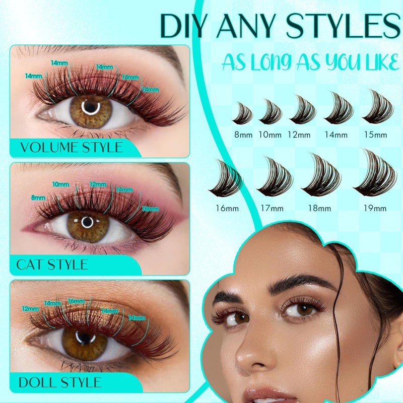 GEMERRY Brown Lash Clusters 280PCS Eyelash Clusters Natural Looking Individual Lash Extenison Fluffy Cluster Lashes DIY Lashes at Home by GEMERRYï¼ˆ80P-10-18mm-Brown) - Image 3