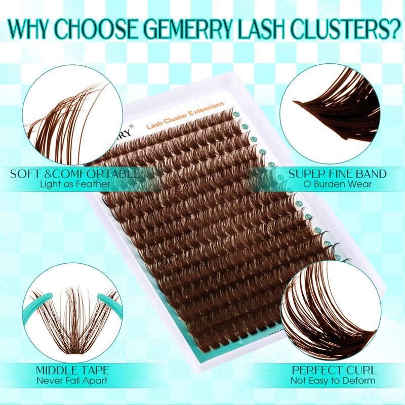 GEMERRY Brown Lash Clusters 280PCS Eyelash Clusters Natural Looking Individual Lash Extenison Fluffy Cluster Lashes DIY Lashes at Home by GEMERRYï¼ˆ80P-10-18mm-Brown) - Image 5