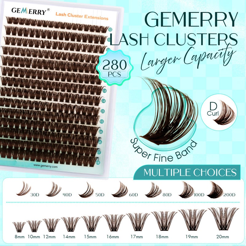 GEMERRY Brown Lash Clusters 280PCS Eyelash Clusters Natural Looking Individual Lash Extenison Fluffy Cluster Lashes DIY Lashes at Home by GEMERRYï¼ˆ80P-10-18mm-Brown) - Image 4