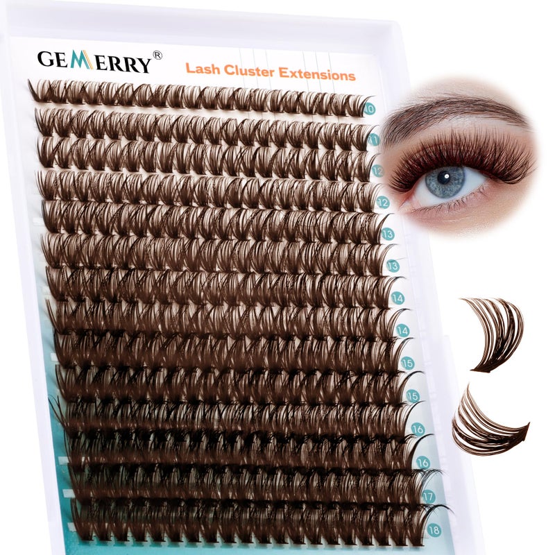 GEMERRY Brown Lash Clusters 280PCS Eyelash Clusters Natural Looking Individual Lash Extenison Fluffy Cluster Lashes DIY Lashes at Home by GEMERRYï¼ˆ80P-10-18mm-Brown) - Image 1
