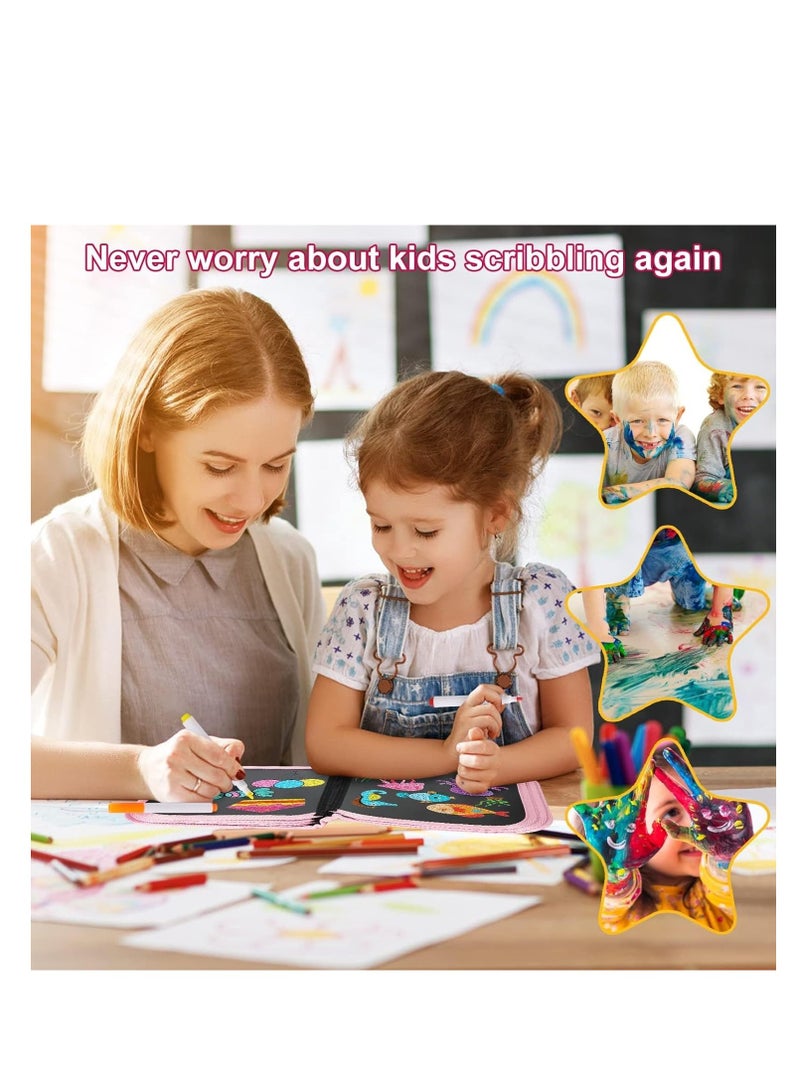 FengSVMA Erasable Doodle Set for Kids - Magic Drawing Book With 12 Watercolor Pens, 14 Pages - Reusable Road Trip Car Game Writing Painting Set for Boys and Girls - Image 4