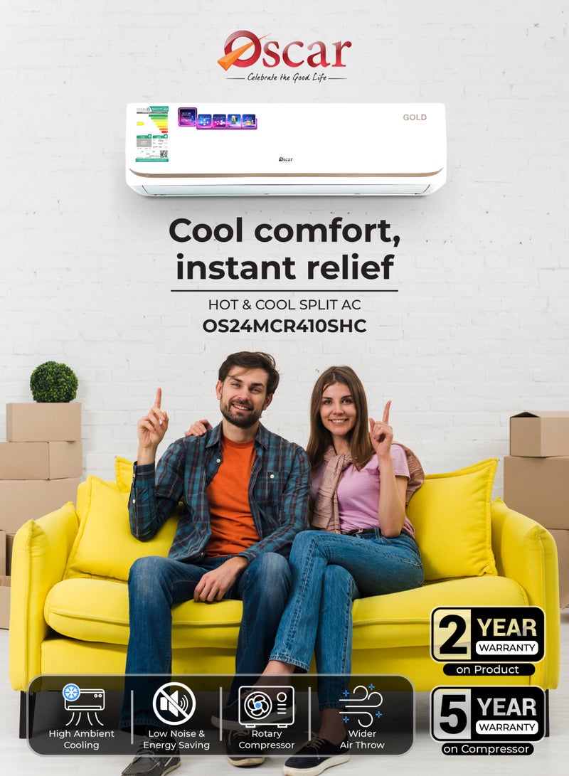 OSCAR 2.0 Ton Split Air Conditioner Hot & Cool | 21,000 BTU/H | R410A Refrigerant | Energy Efficient AC | Fast Cooling & Heating | Low Noise Operation | Ideal for Large Rooms | OS24MCR410SHC - Image 2