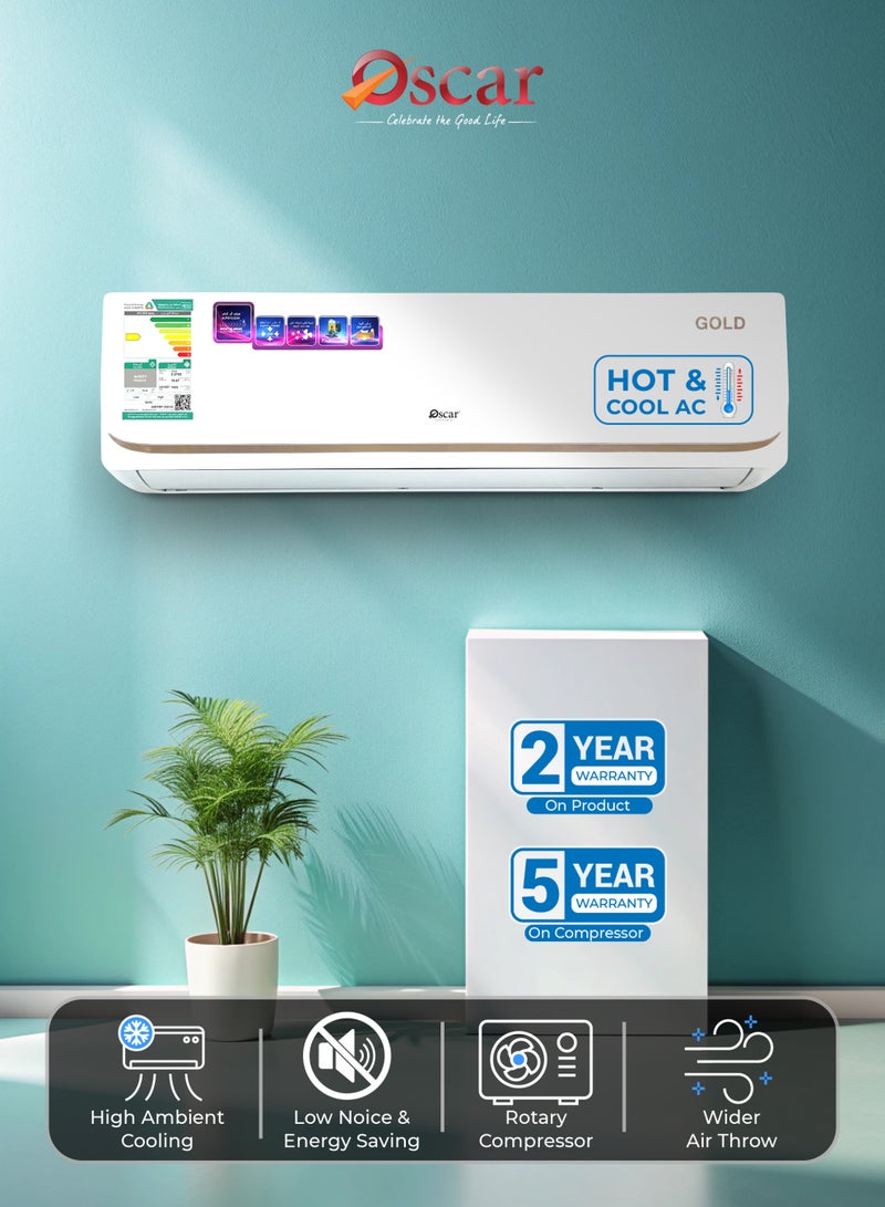 OSCAR 2.0 Ton Split Air Conditioner Hot & Cool | 21,000 BTU/H | R410A Refrigerant | Energy Efficient AC | Fast Cooling & Heating | Low Noise Operation | Ideal for Large Rooms | OS24MCR410SHC - Image 1