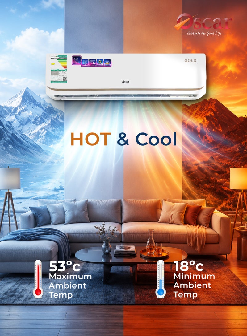 OSCAR 2.0 Ton Split Air Conditioner Hot & Cool | 21,000 BTU/H | R410A Refrigerant | Energy Efficient AC | Fast Cooling & Heating | Low Noise Operation | Ideal for Large Rooms | OS24MCR410SHC - Image 4
