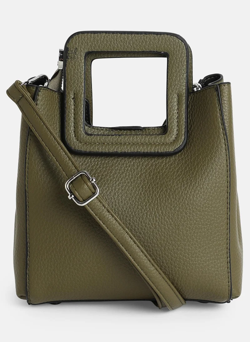 Haute Sauce Solid Zip Lock Regular Vegan Leather Hand Bag For Women