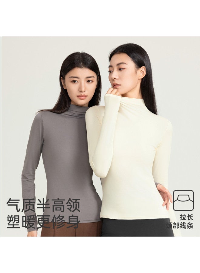 VVC قميص حراري طويل الأكمام بتصميم ضيق للنساء بياقة مدورة لفصل الخريف والشتاء، ملابس داخلية قابلة للتنفس بحمض الهيالورونيك - Image 4