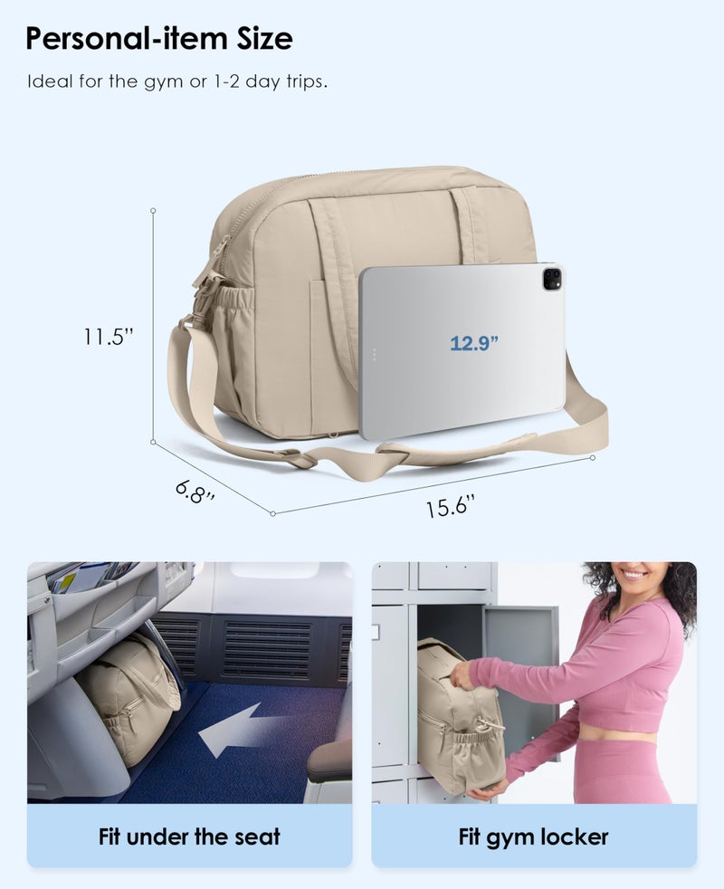 Uselike Gym Bag for Women, Travel Duffle Bags with Wet Pocket, Lightweight Carry on Bag Overnight Weekender Duffel Bag, Water Resistant (Khaki Ash) - Image 5