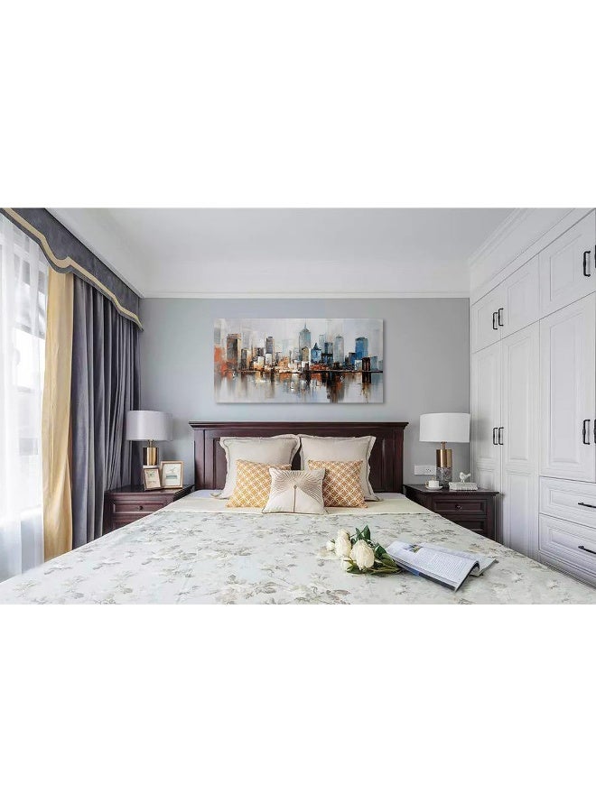 Arjun Brooklyn Bridge Wall Art Modern New York City Abstract Canvas Cityscape Painting Large Size Framed, Colorful NYC Skyline Textured Picture for Living Room Bedroom Home Office Wall Decor, 40"x20" - Image 3