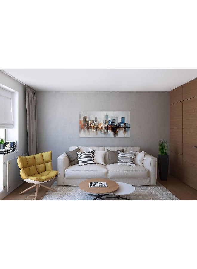 Arjun Brooklyn Bridge Wall Art Modern New York City Abstract Canvas Cityscape Painting Large Size Framed, Colorful NYC Skyline Textured Picture for Living Room Bedroom Home Office Wall Decor, 40"x20" - Image 5