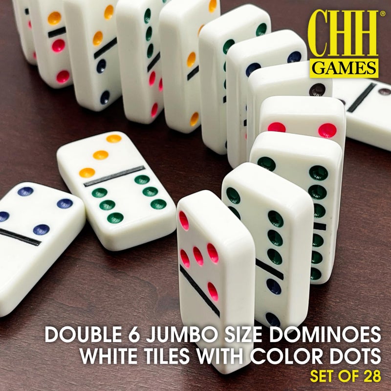 CHH 2322 Double 6 Jumbo Dominoes with Color Dot, 8.25-inch Length - Image 2