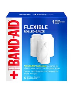 Band Aid Brand Of First Aid Products Flexible Rolled Gauze Dressing, 3 Inches By 2.1 Yards - Value Pack 5 ct  - Image 1