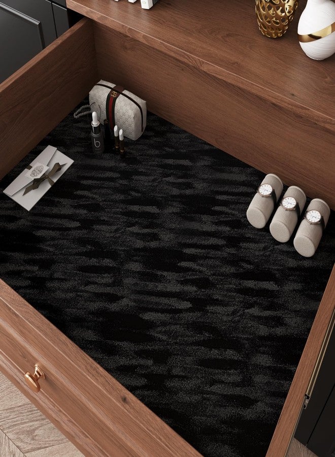 Decotalk Black Velvet Drawer Cabinet Liner 15.7x120 Inch Felt Drawer Liner for Shelves Velvet Contact Paper Peel and Stick Cabinet Liners Solid Black Flocked Lining Sticky Back Flocking Textured - Image 4