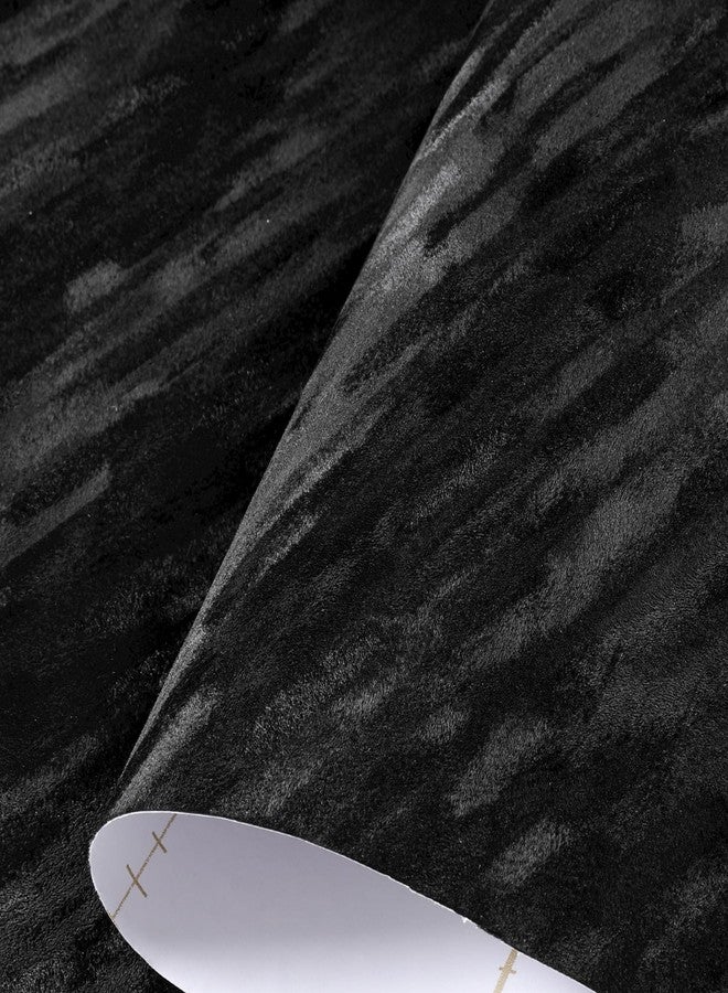 Decotalk Black Velvet Drawer Cabinet Liner 15.7x120 Inch Felt Drawer Liner for Shelves Velvet Contact Paper Peel and Stick Cabinet Liners Solid Black Flocked Lining Sticky Back Flocking Textured - Image 1