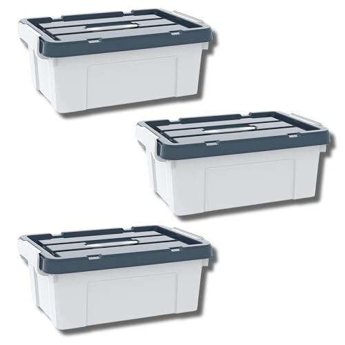 HoopVool® Multipurpose Storage Box with Lid and Handles for Clothes, Toys, Household Items, Kitchen, and Stationery (Pack of 3, Small - 42 X 30 X 17 CM) - Image 1