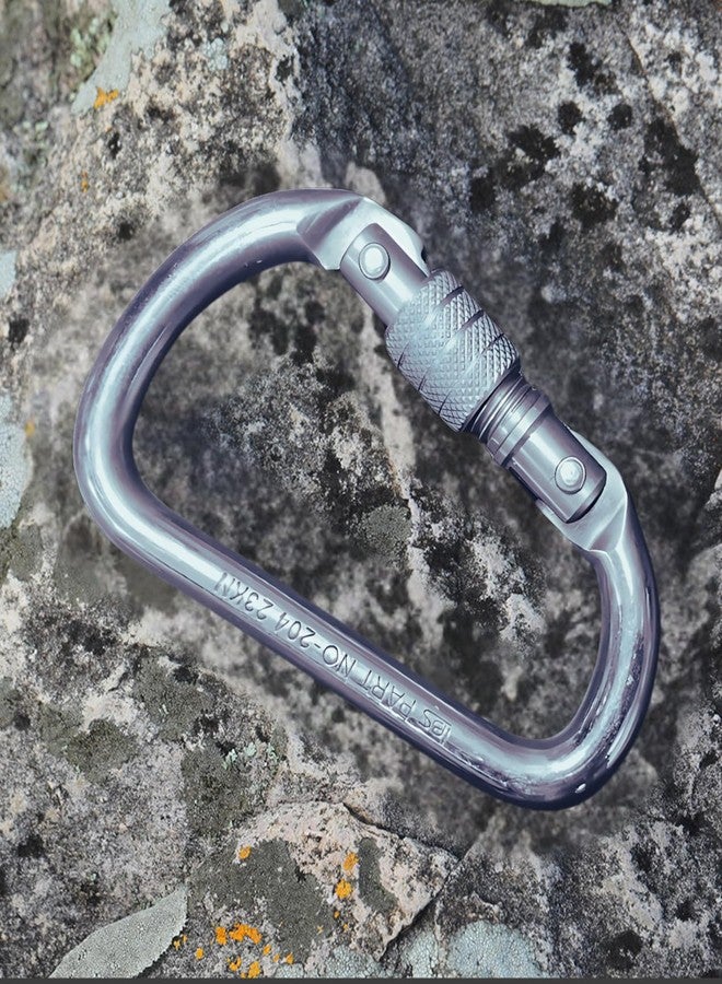 White Tech Stainless Steel Heavy-Duty Climbing Carabiner 23KN Screw Locking Karabiner Hook Clip with Quick Lock for Rock Climbing, Hiking, & Outdoor Activities Rappelling (Pack of 1) - Image 4